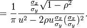 =\frac{1}{\pi}\frac{\frac{\sigma_x}{\sigma_y}\sqrt{1-\rho^2}}{u^2-2\rho u \frac{\sigma_x}{\sigma_y} (\frac{\sigma_x}{\sigma_y})^2}.