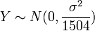 Y\sim  N(0, \frac{\sigma^2}{1504})