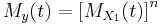 M_{y}(t) = {[M_{X_1}(t)]}^n