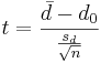 t=\frac{\bar d - d_0}{\frac{s_d}{\sqrt{n}}}