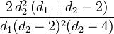 \frac{2\,d_2^2\,(d_1+d_2-2)}{d_1 (d_2-2)^2 (d_2-4)}\!