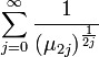 \sum_{j=0}^{\infty}{\frac{1}{( \mu_{2j}) ^{\frac{1}{2j}}}}