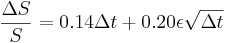 
\frac{\Delta S}{S}=0.14 \Delta t + 0.20 \epsilon \sqrt{\Delta t}
