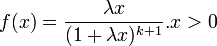  f(x)=\frac{\lambda x}{(1+\lambda x)^{k+1}}. x>0 \!
