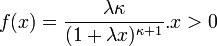  f(x)=\frac{\lambda \kappa}{(1+\lambda x)^{\kappa+1}}. x>0 \!